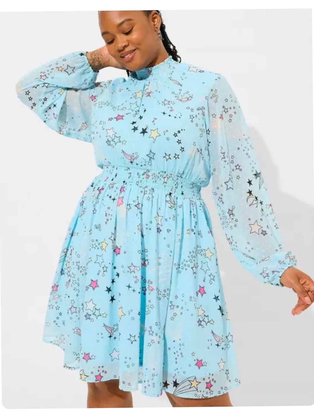 torrid Light Blue Star Print Midi Dress - Picture 9 of 10